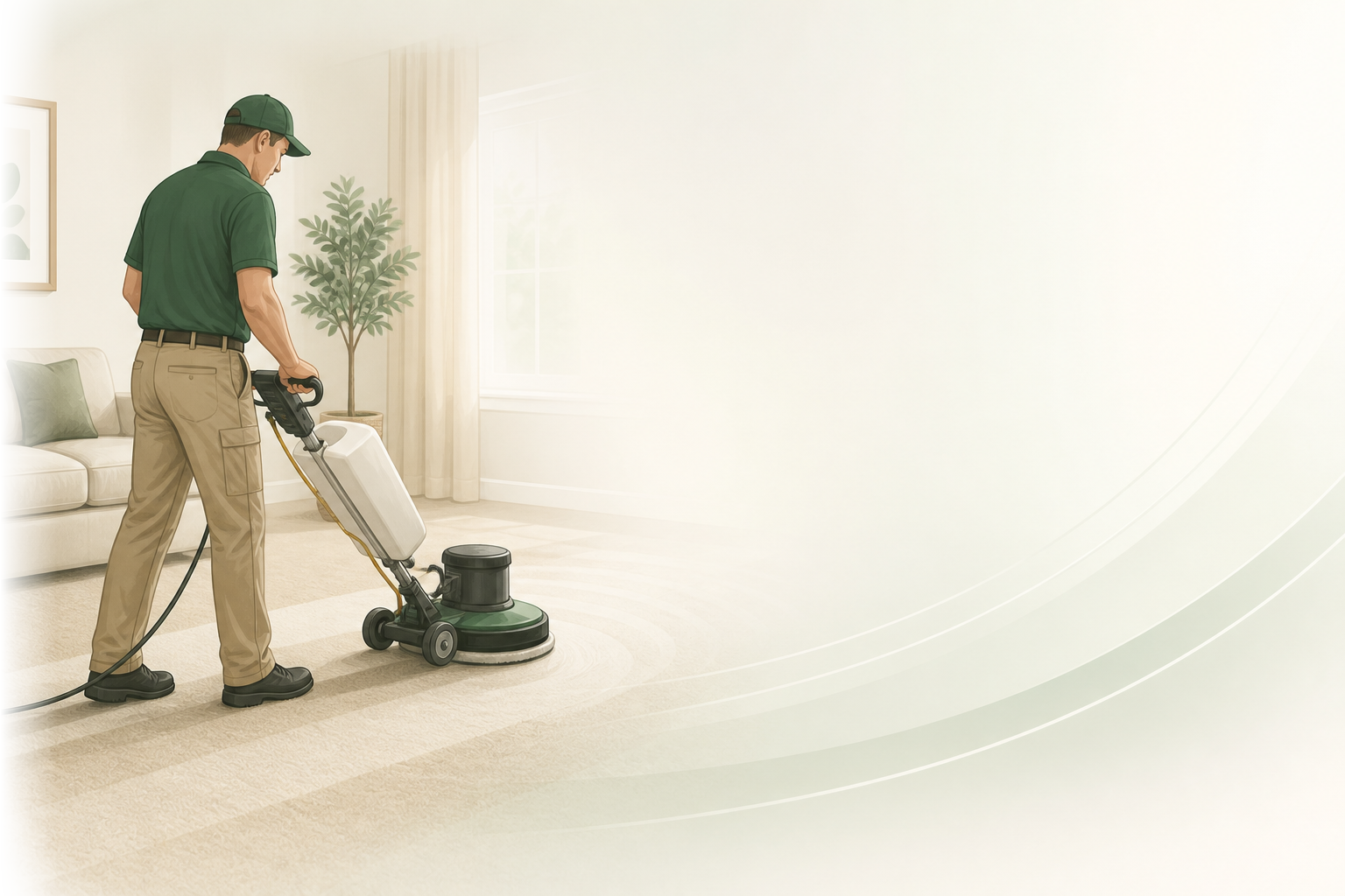 Carpet cleaning technician illustration