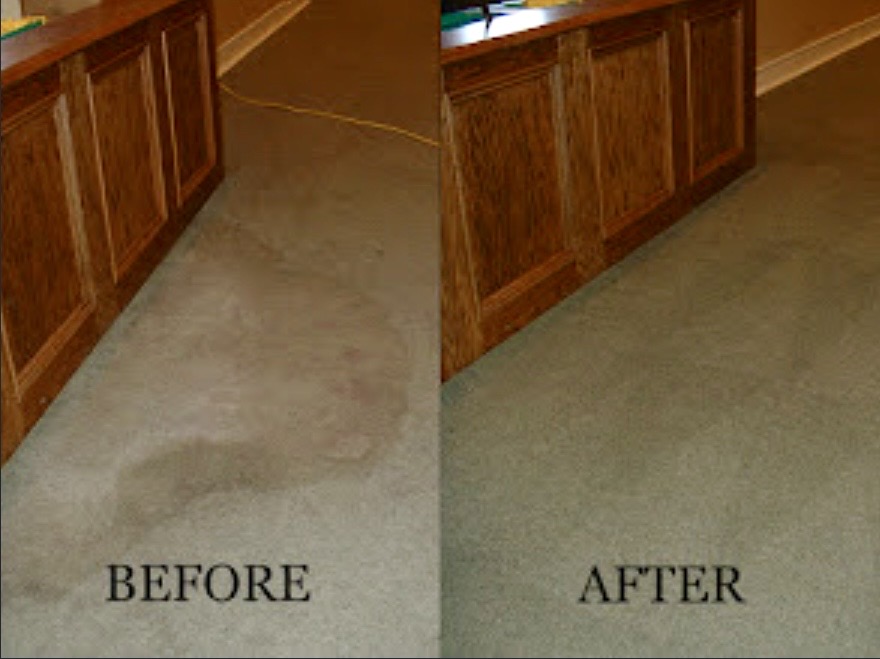 Before and after carpet traffic lane cleaning result